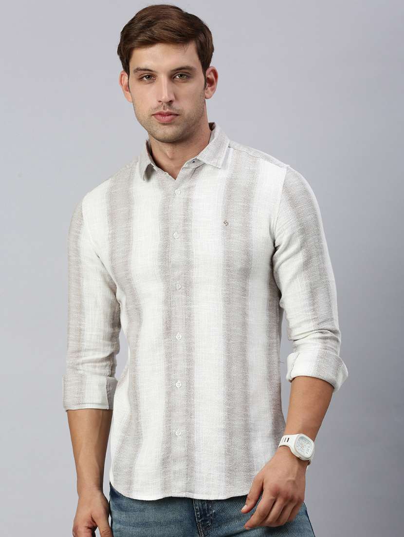 men striped collared casual shirt - 21712371 - Zoom Image - 0