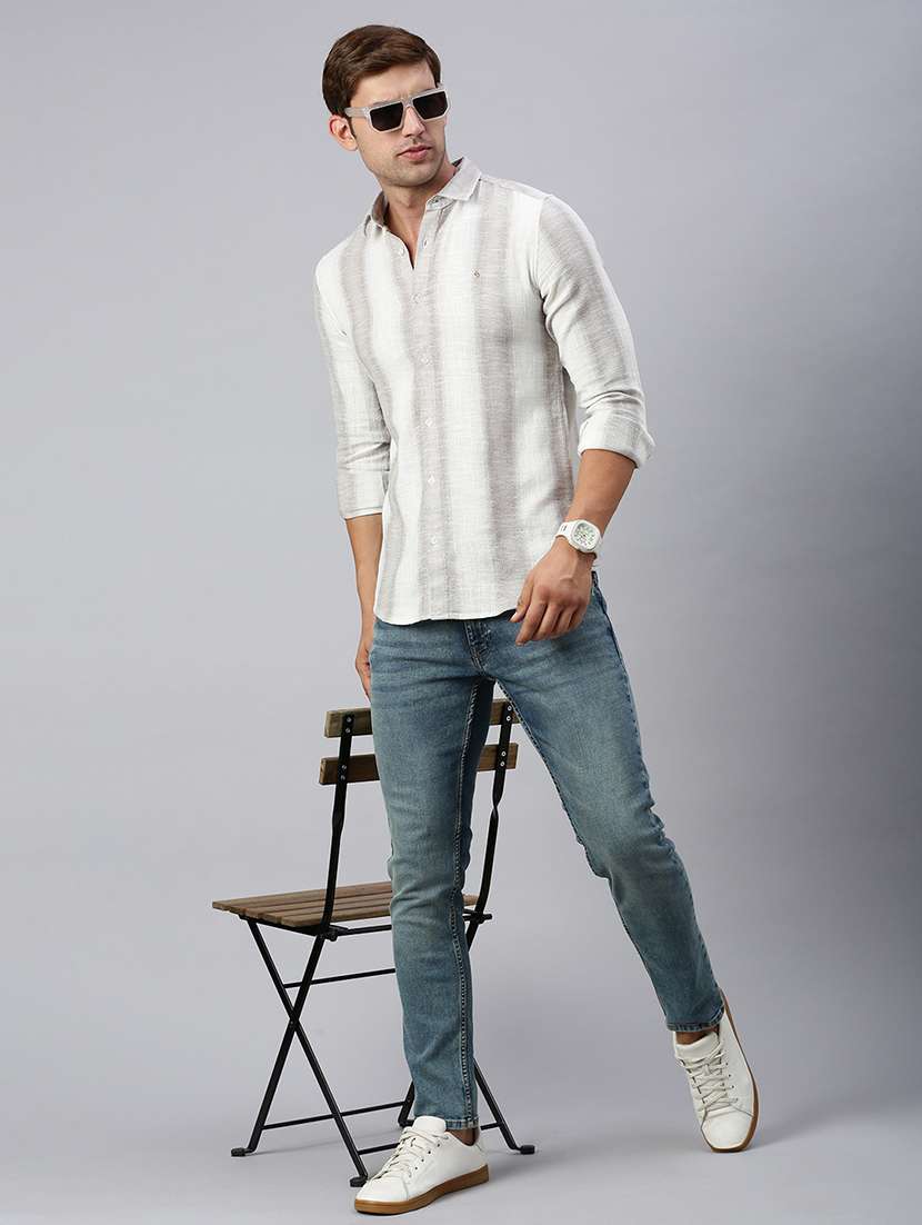 men striped collared casual shirt - 21712371 - Standard Image - 4