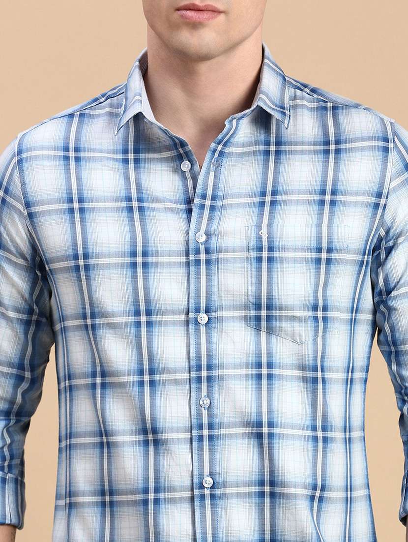 men checkered collared casual shirt - 21712378 - Standard Image - 4