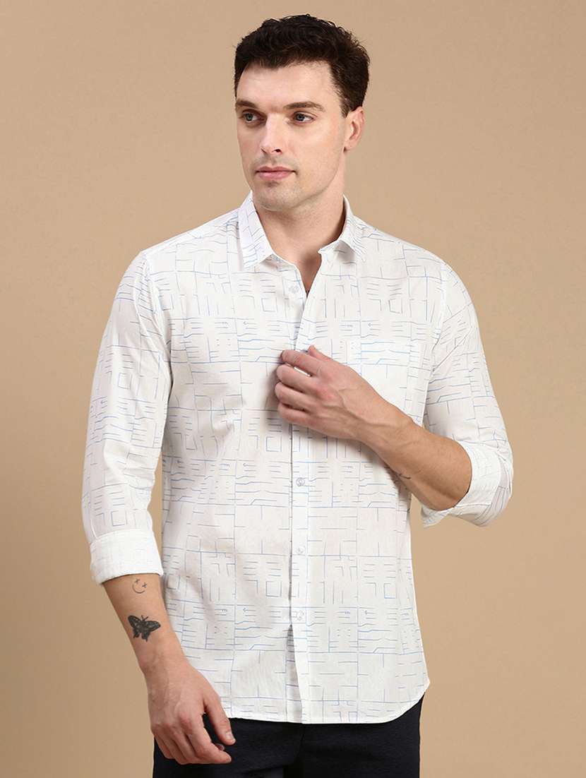 men printed collared casual shirt