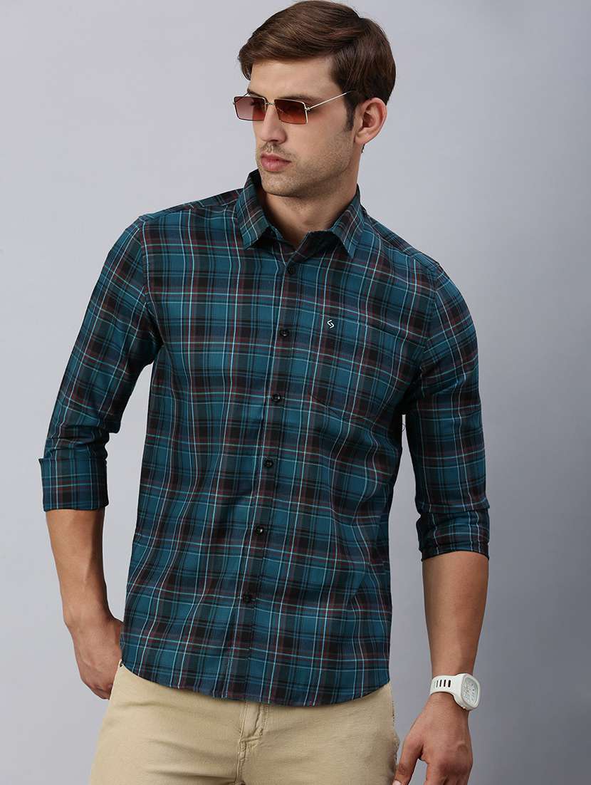 men checkered collared casual shirt