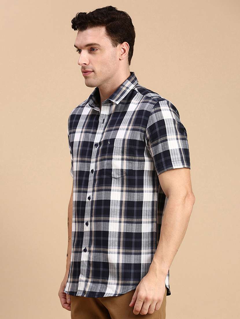 men checkered collared casual shirt - 21712400 -  Standard Image - 1