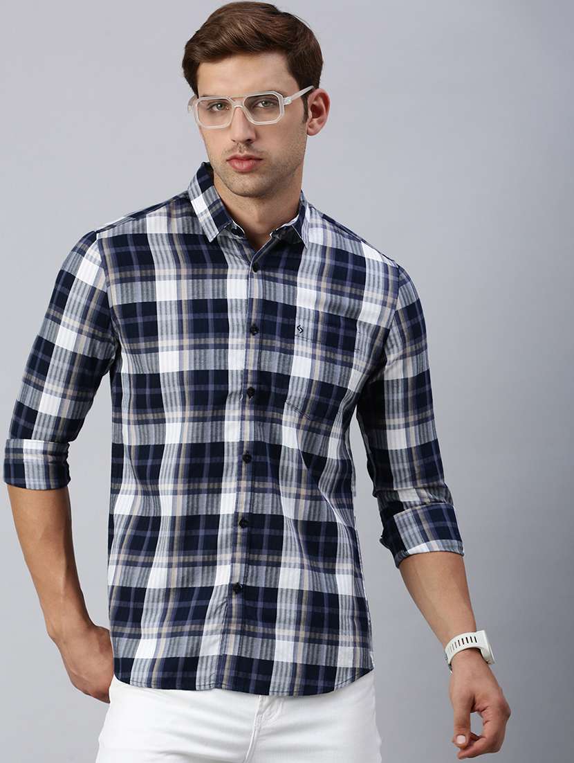 men checkered collared casual shirt - 21712401 -  Standard Image - 1