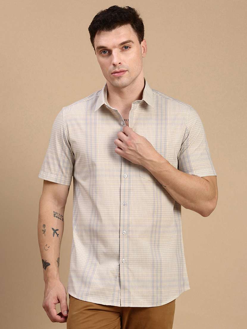men checkered collared casual shirt
