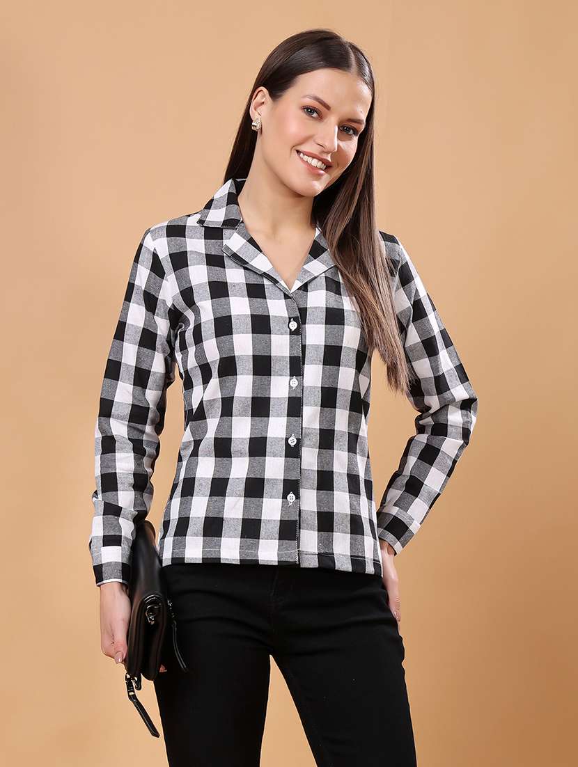 women checkered long sleeve shirt