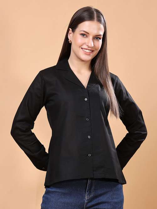 women solid long sleeve shirt - 21712507 - Standard Image - 0