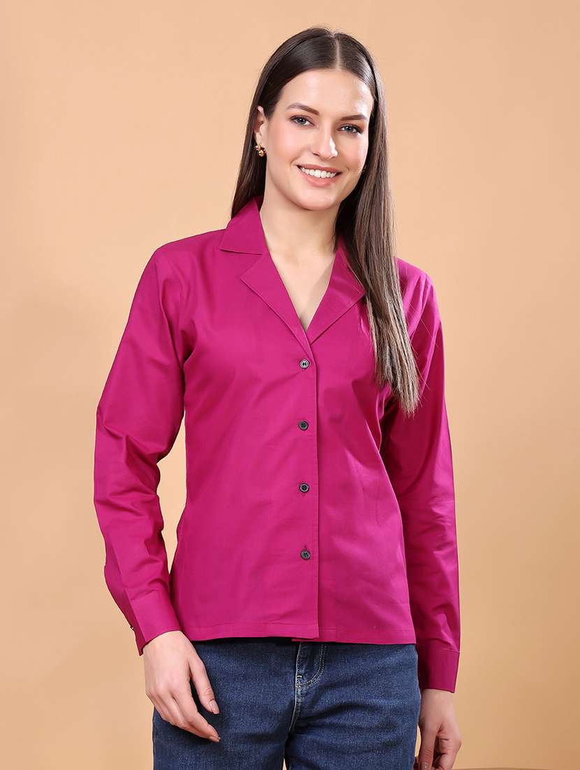women solid long sleeve shirt