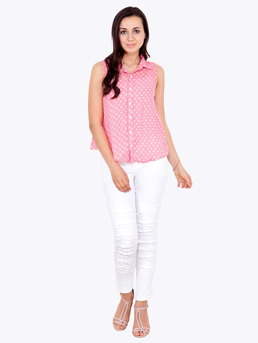 women printed sleeveless shirt - 21712531 -  Standard Image - 4