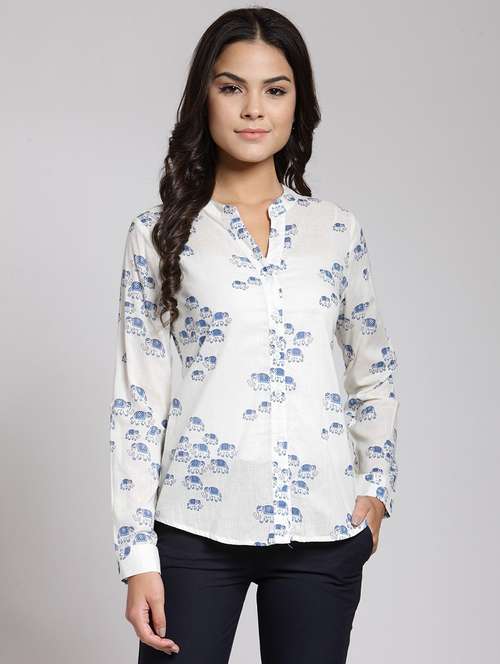 women printed long sleeve shirt - 21712542 - Standard Image - 0