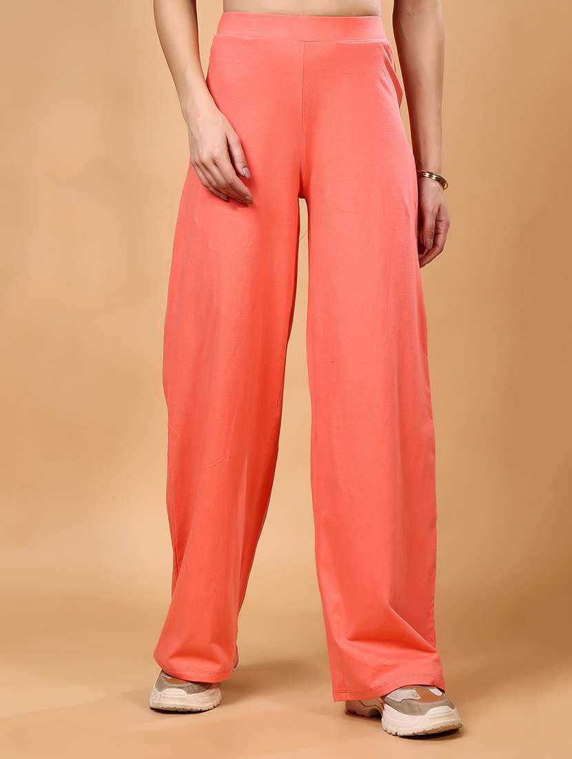 women solid wide leg trouser