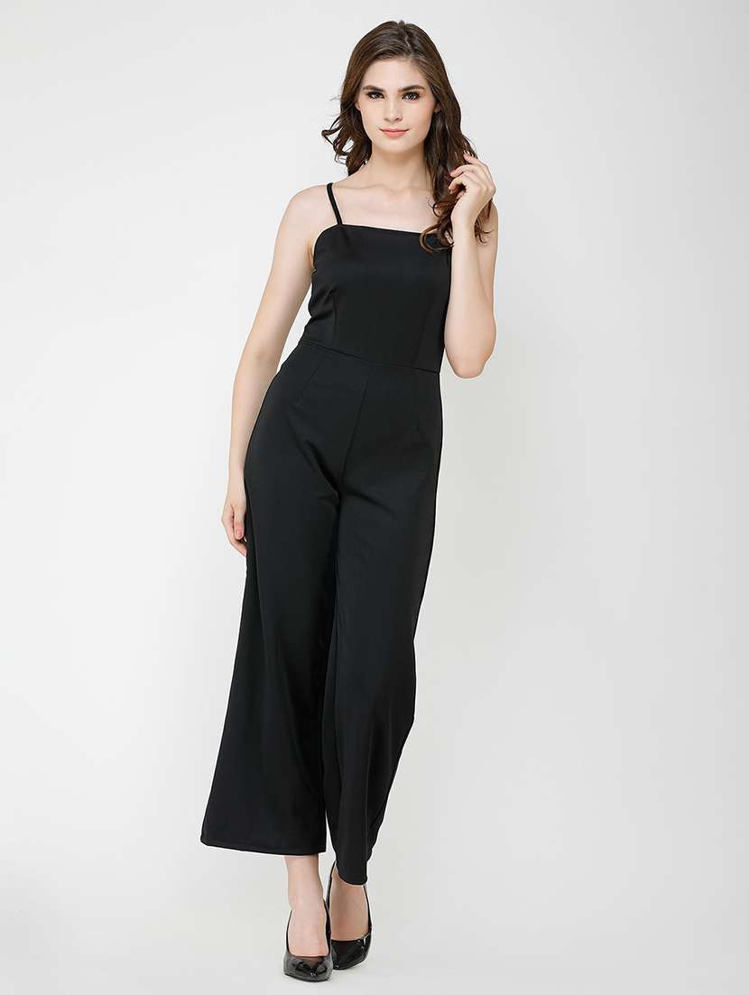 women solid shoulder strap full length jumpsuit - 21712589 -  Standard Image - 1