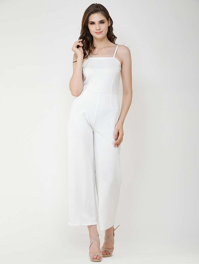 women solid shoulder strap full length jumpsuit - 21712594 -  Standard Image - 1
