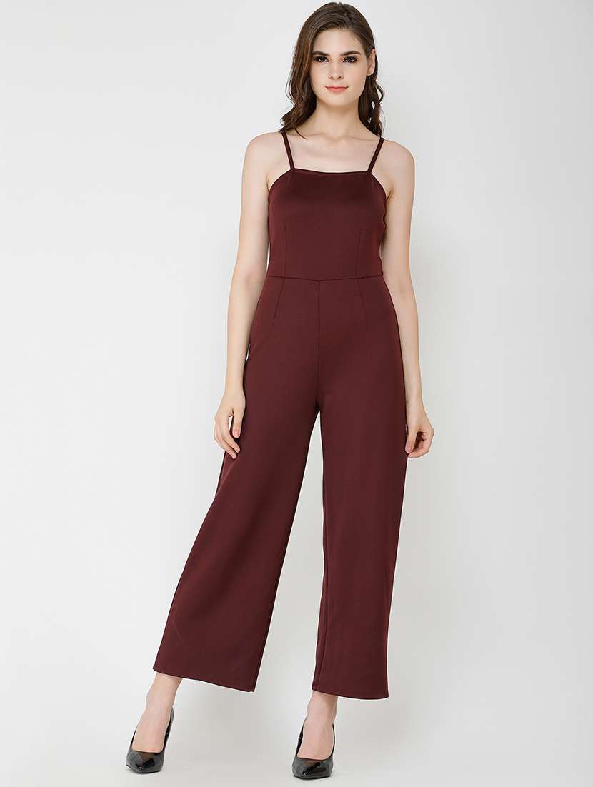 women solid shoulder strap full length jumpsuit - 21712597 -  Standard Image - 1