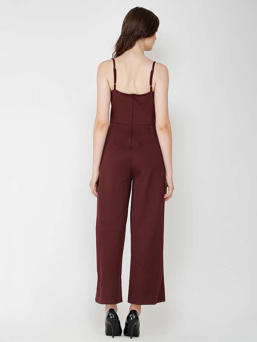women solid shoulder strap full length jumpsuit - 21712597 -  Standard Image - 4