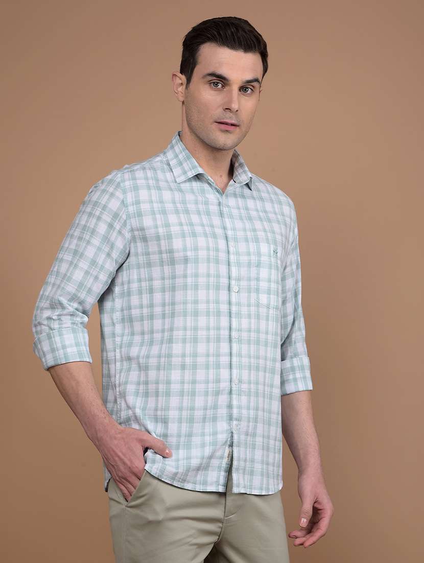 men checked  long sleeve casual shirt - 21713342 -  Standard Image - 1