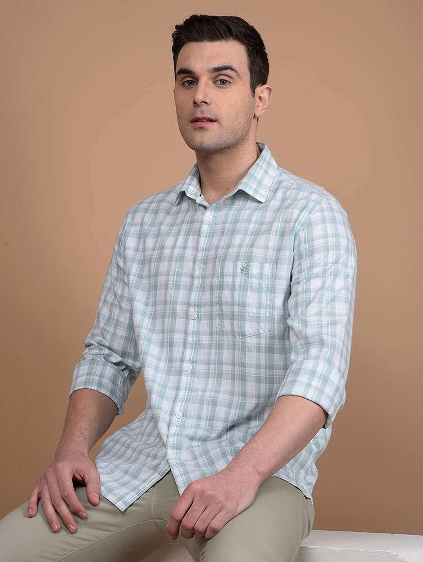 men checked  long sleeve casual shirt - 21713342 -  Standard Image - 4