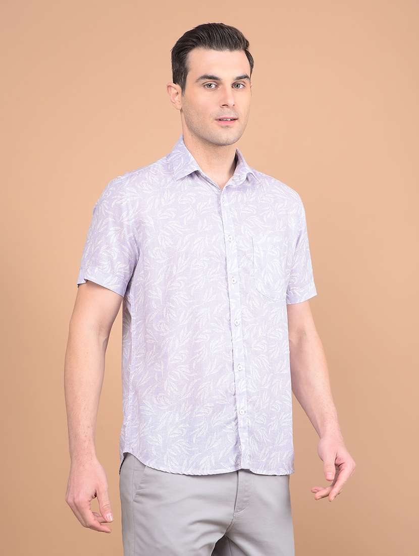 men printed short sleeve casual shirt