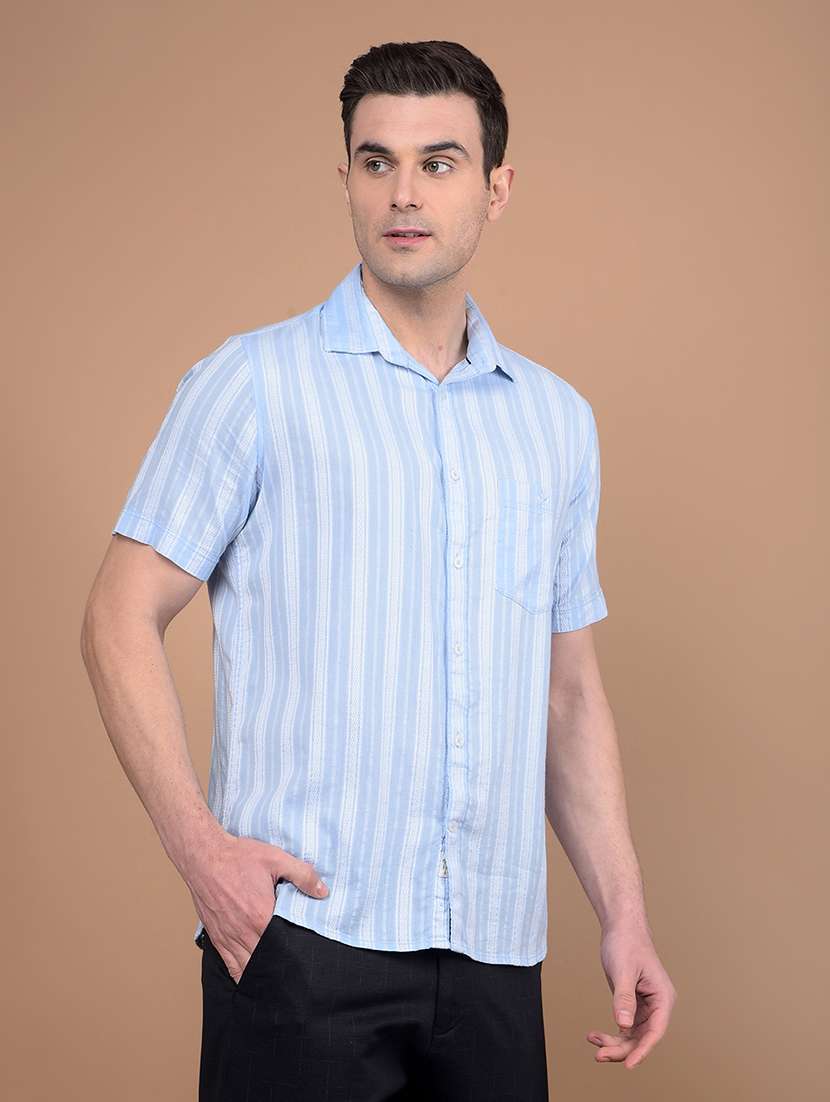 men striped collared casual shirt - 21713363 -  Standard Image - 1