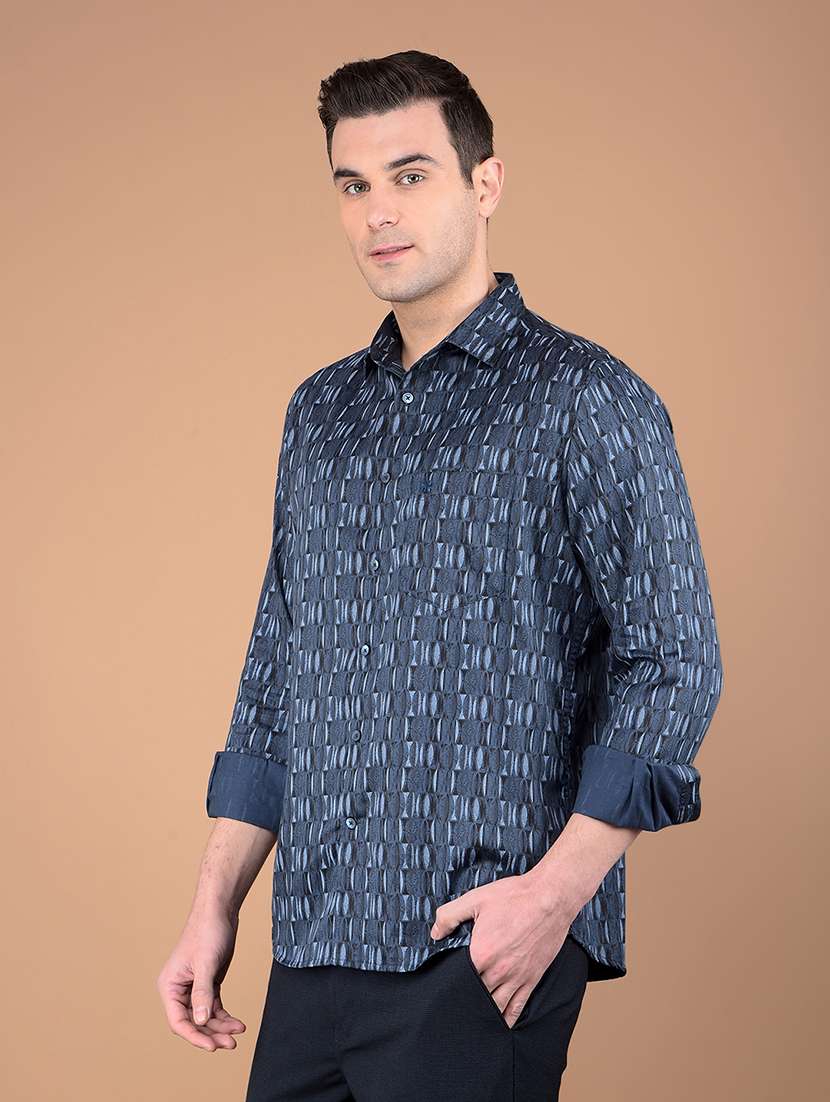 men printed collared casual shirt