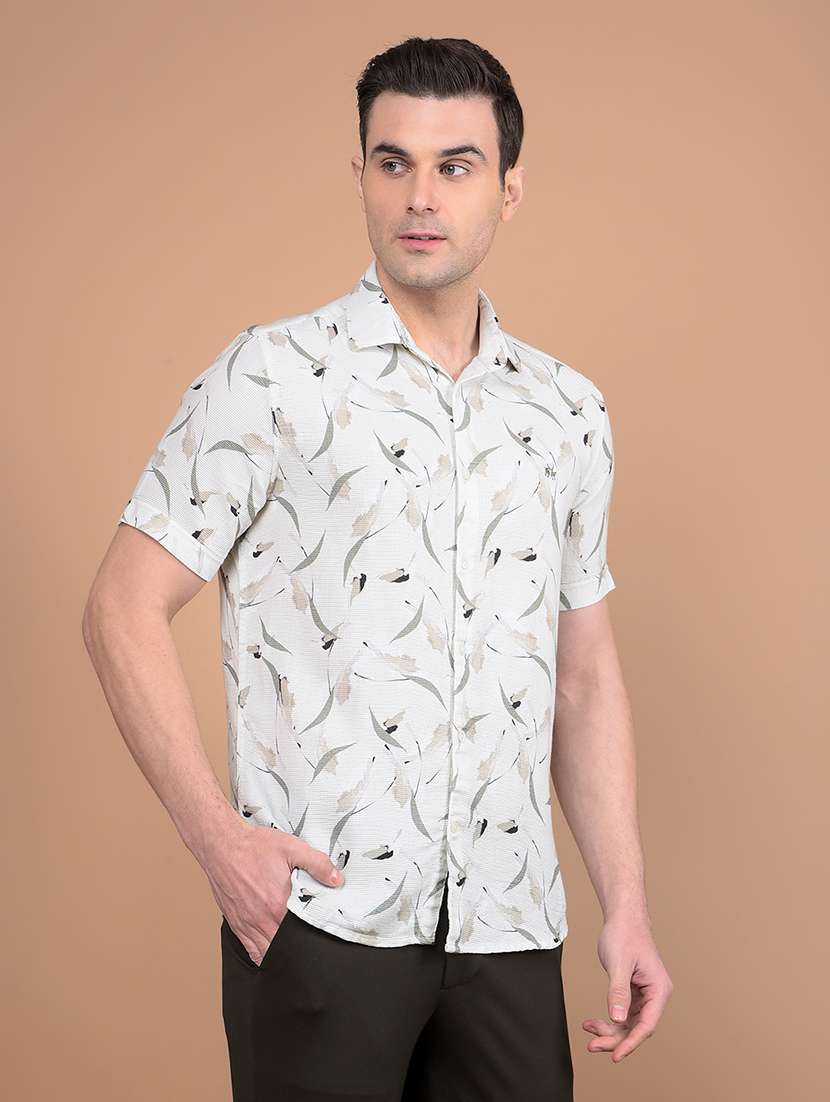 men printed collared casual shirt