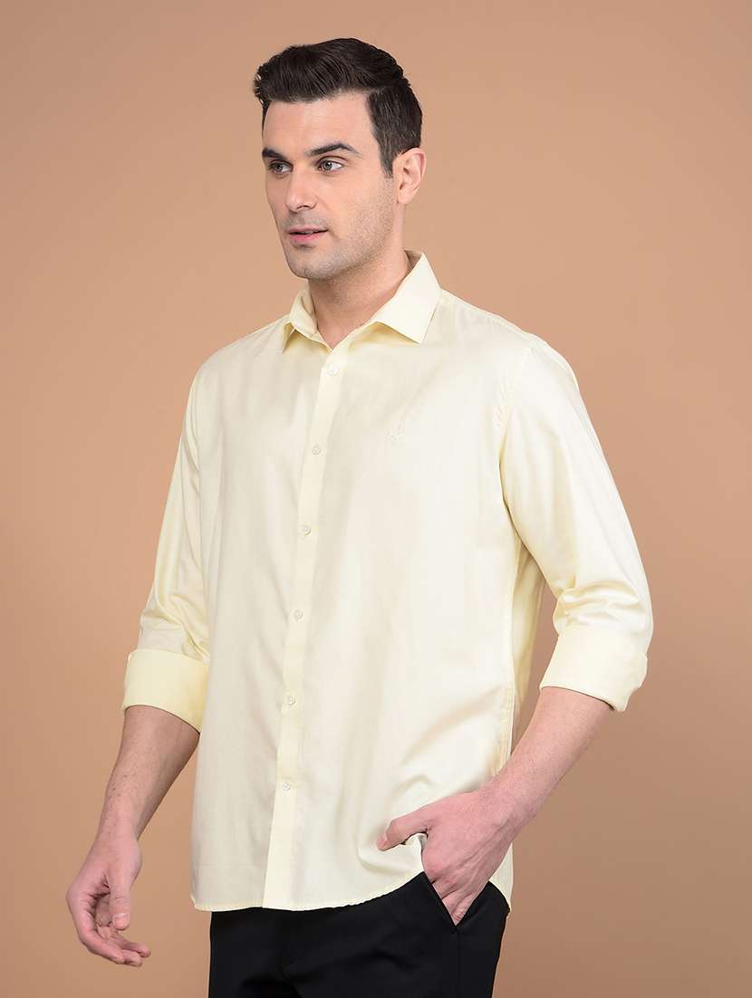 men solid collared casual shirt - 21713393 -  Standard Image - 1
