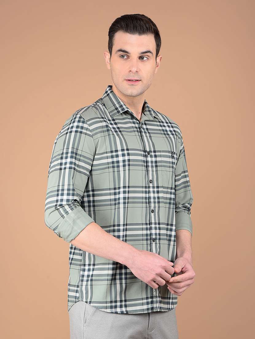 men checkered collared casual shirt - 21713396 -  Standard Image - 1