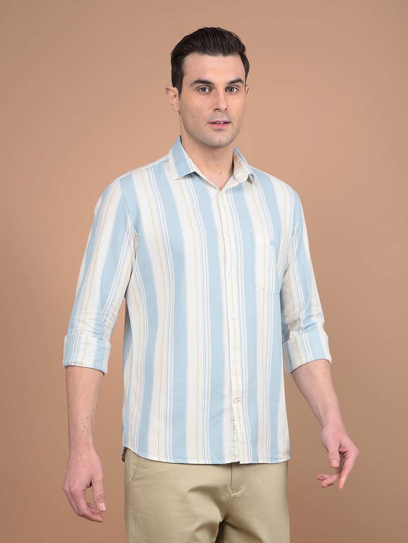 men striped collared casual shirt - 21713407 -  Standard Image - 1