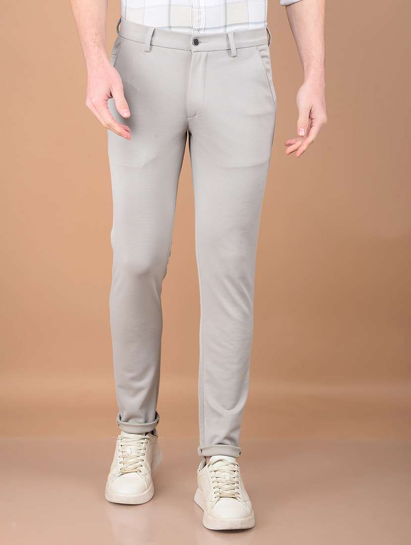 men solid mid rise chinos 