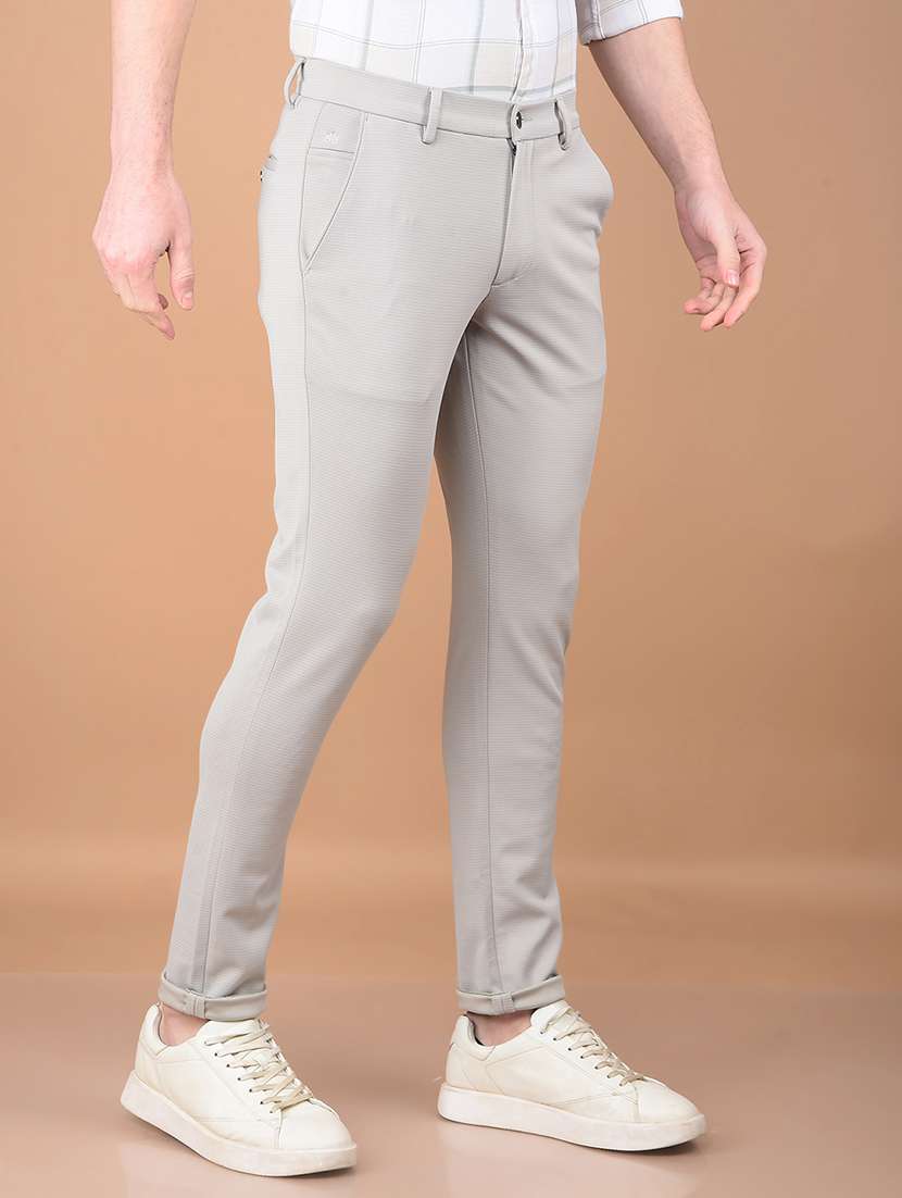 men solid mid rise chinos - 21713419 - Standard Image - 1