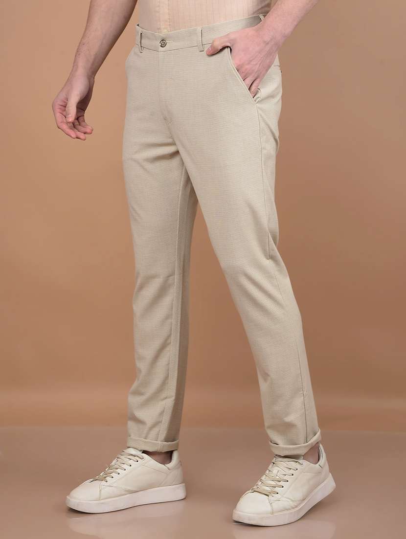 men solid mid rise chinos  - 21713421 -  Standard Image - 1