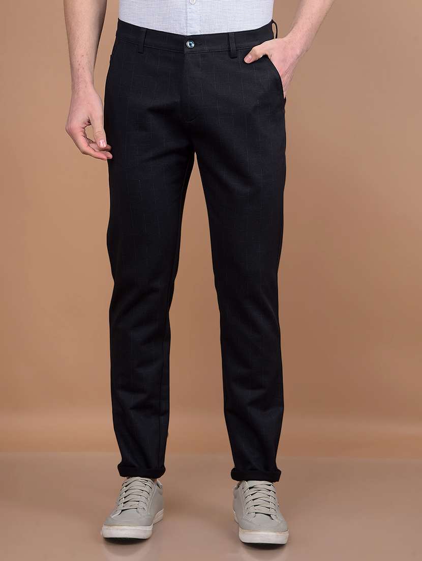 men solid mid rise chinos 