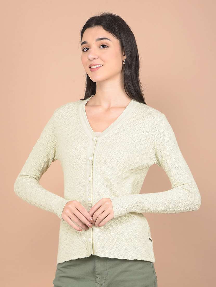 women acrylic long sleeve cardigan