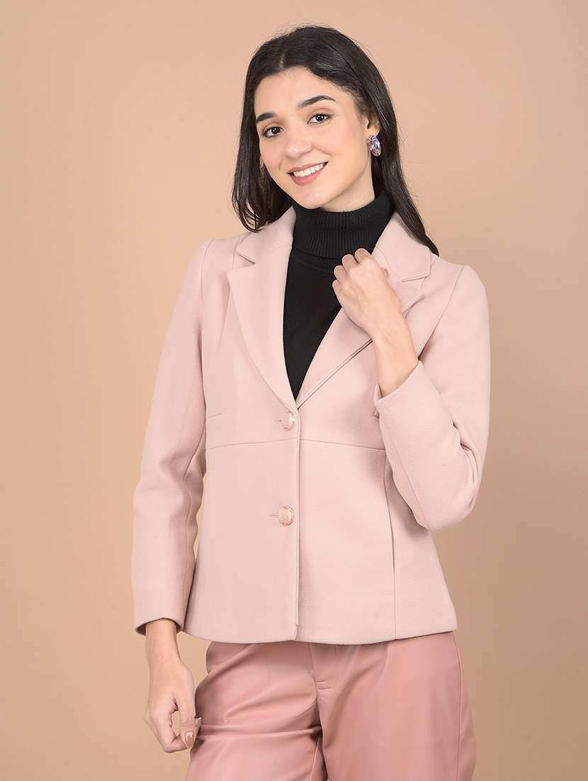 women solid long sleeve coat