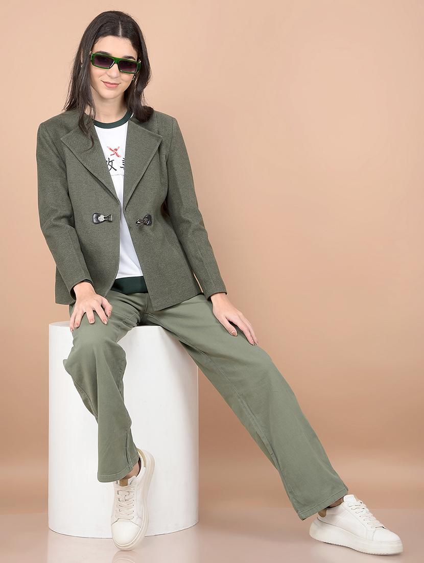 women solid long sleeve coat - 21713433 - Standard Image - 4