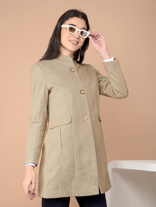 women solid long sleeve trench coat - 21713434 - Standard Image - 0