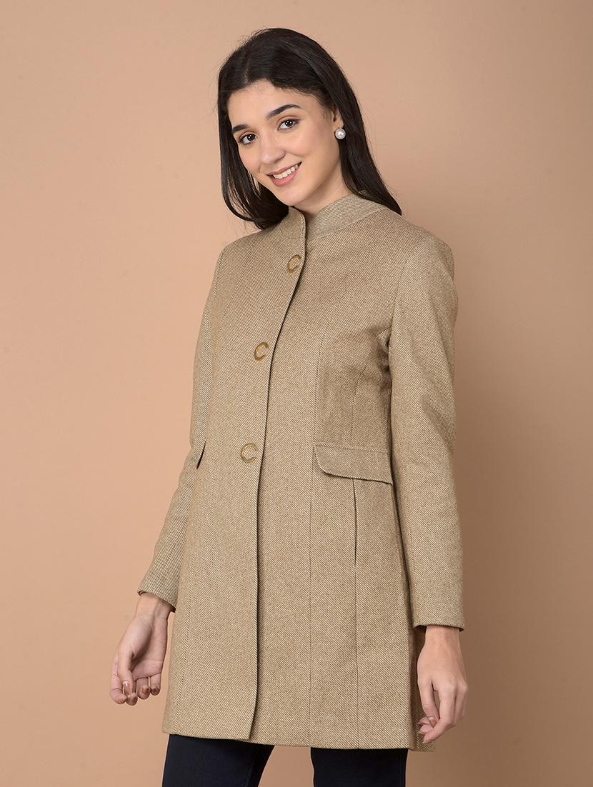 women solid long sleeve trench coat - 21713434 - Standard Image - 1