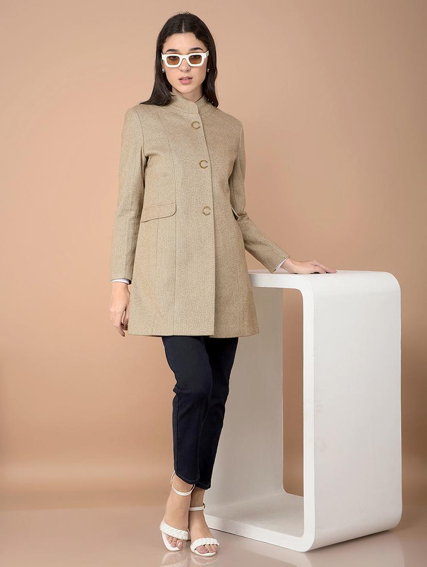women solid long sleeve trench coat - 21713434 - Standard Image - 4