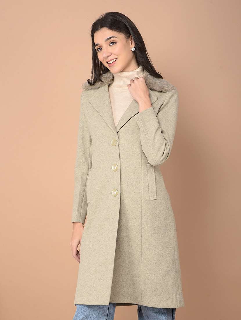 women solid long sleeve trench coat - 21713435 -  Standard Image - 1