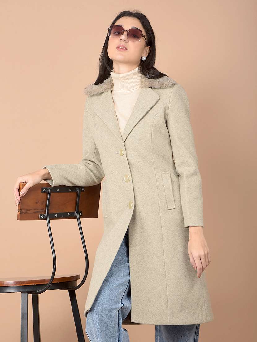 women solid long sleeve trench coat - 21713435 -  Standard Image - 4