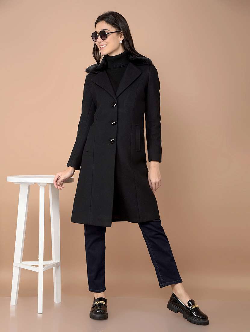 women solid long sleeve trench coat - 21713436 -  Standard Image - 4
