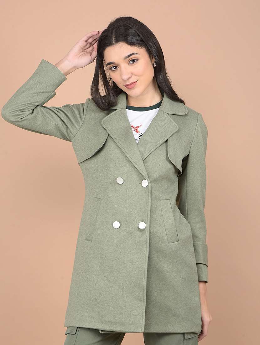 women solid long sleeve trench coat - 21713439 -  Standard Image - 1
