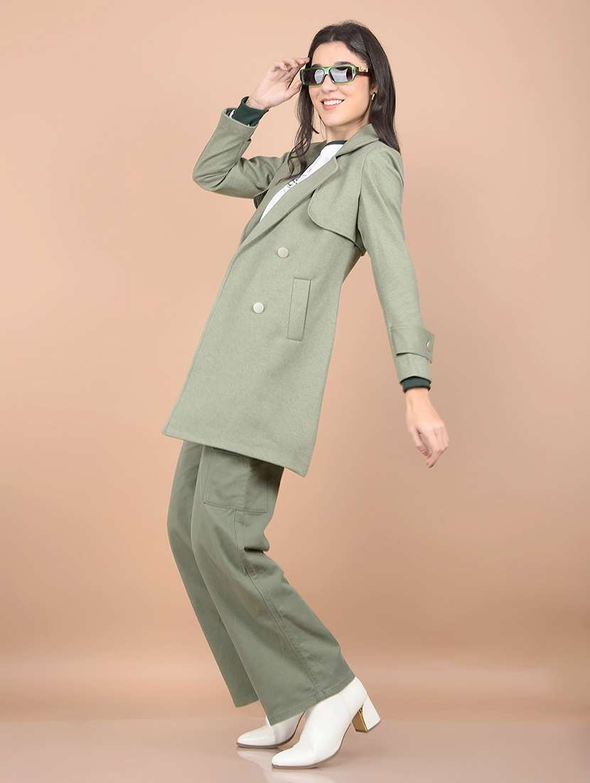 women solid long sleeve trench coat - 21713439 - Standard Image - 4