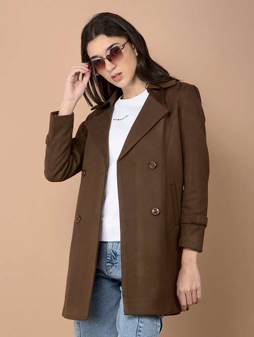 women solid long sleeve trench coat - 21713445 - Standard Image - 0