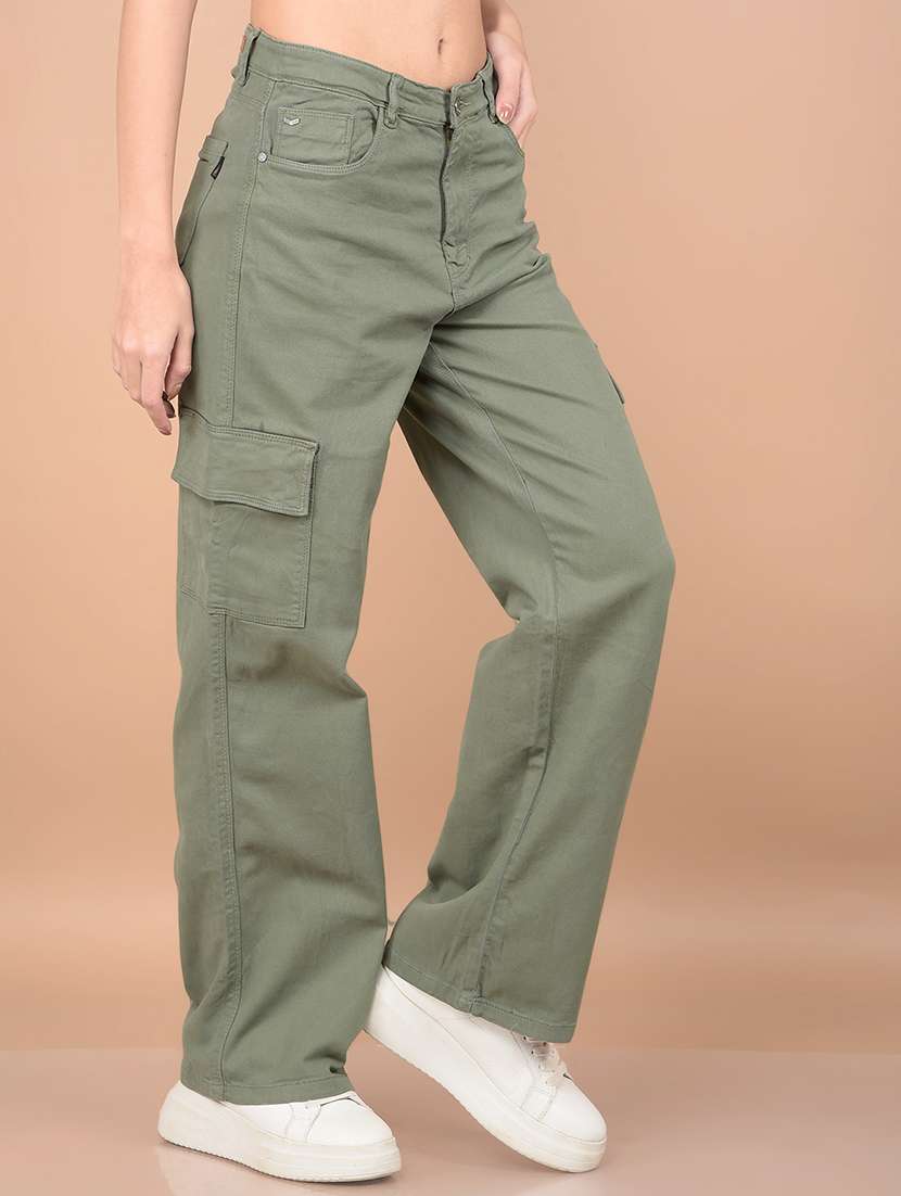 women solid mid rise cargo - 21713451 -  Standard Image - 1
