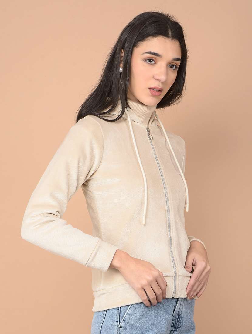 women plain zipper sweatshirt - 21713455 -  Standard Image - 1