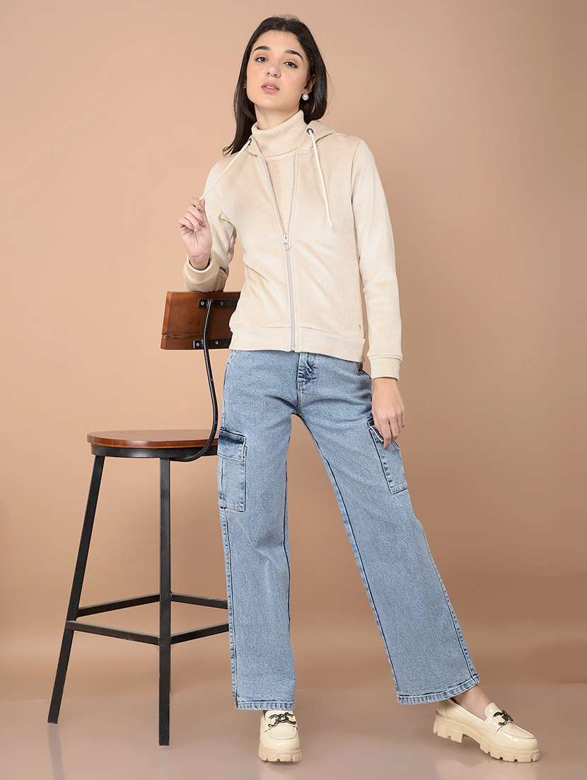 women plain zipper sweatshirt - 21713455 -  Standard Image - 4