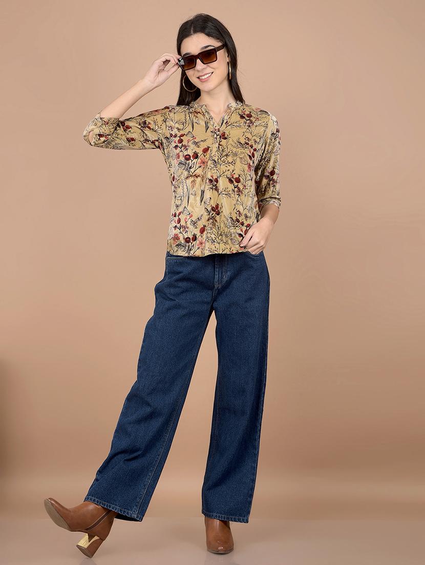 women printed mandarin neck regular top - 21713457 - Standard Image - 4