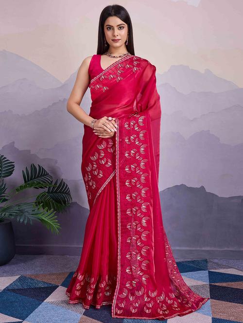 women sequin work embroidered saree with blouse - 21713565 -  Standard Image - 0
