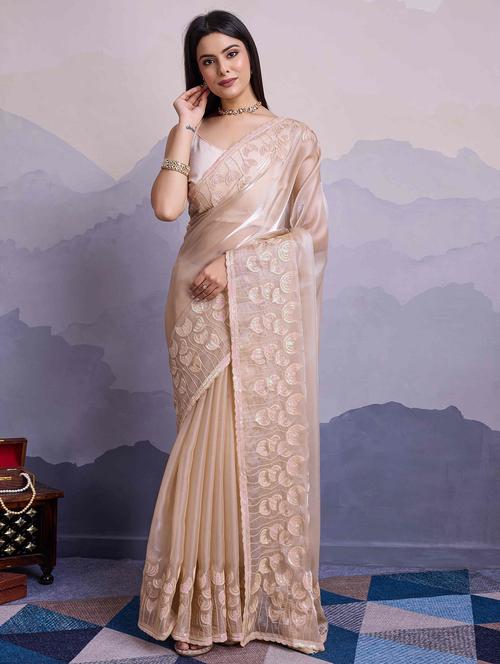 women sequin work embroidered saree with blouse - 21713566 -  Standard Image - 0