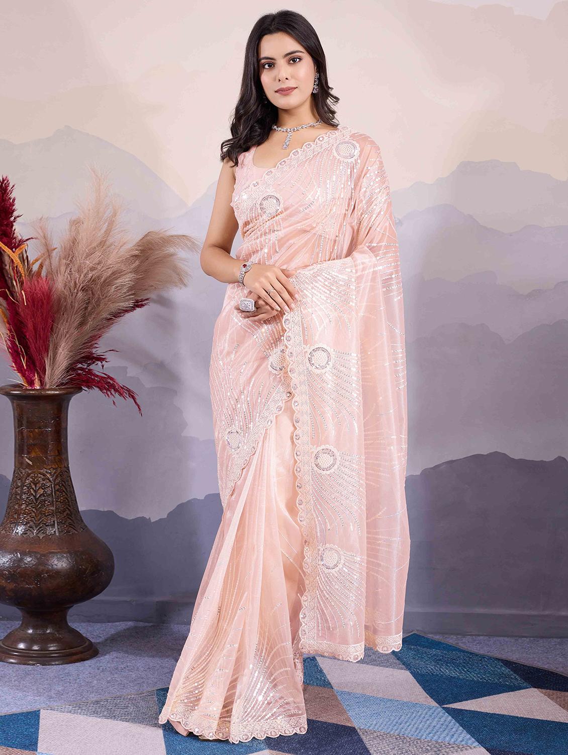 women sequin work embroidered saree with blouse - 21713594 - Zoom Image - 0